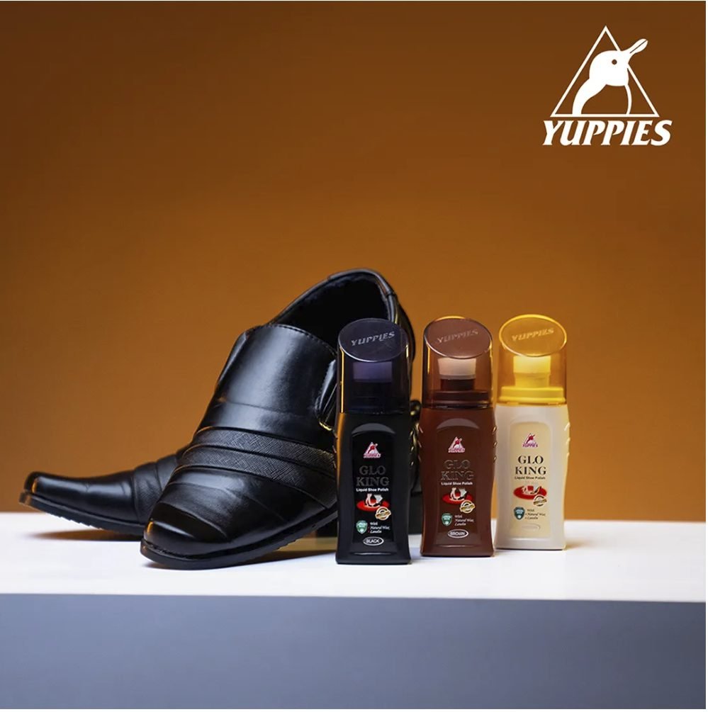 Yuppies Glo-King liquid shoe polish bottles