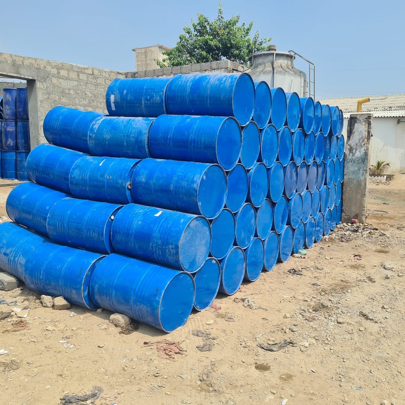 Steel drum stock at Zyema Packages Karachi warehouse